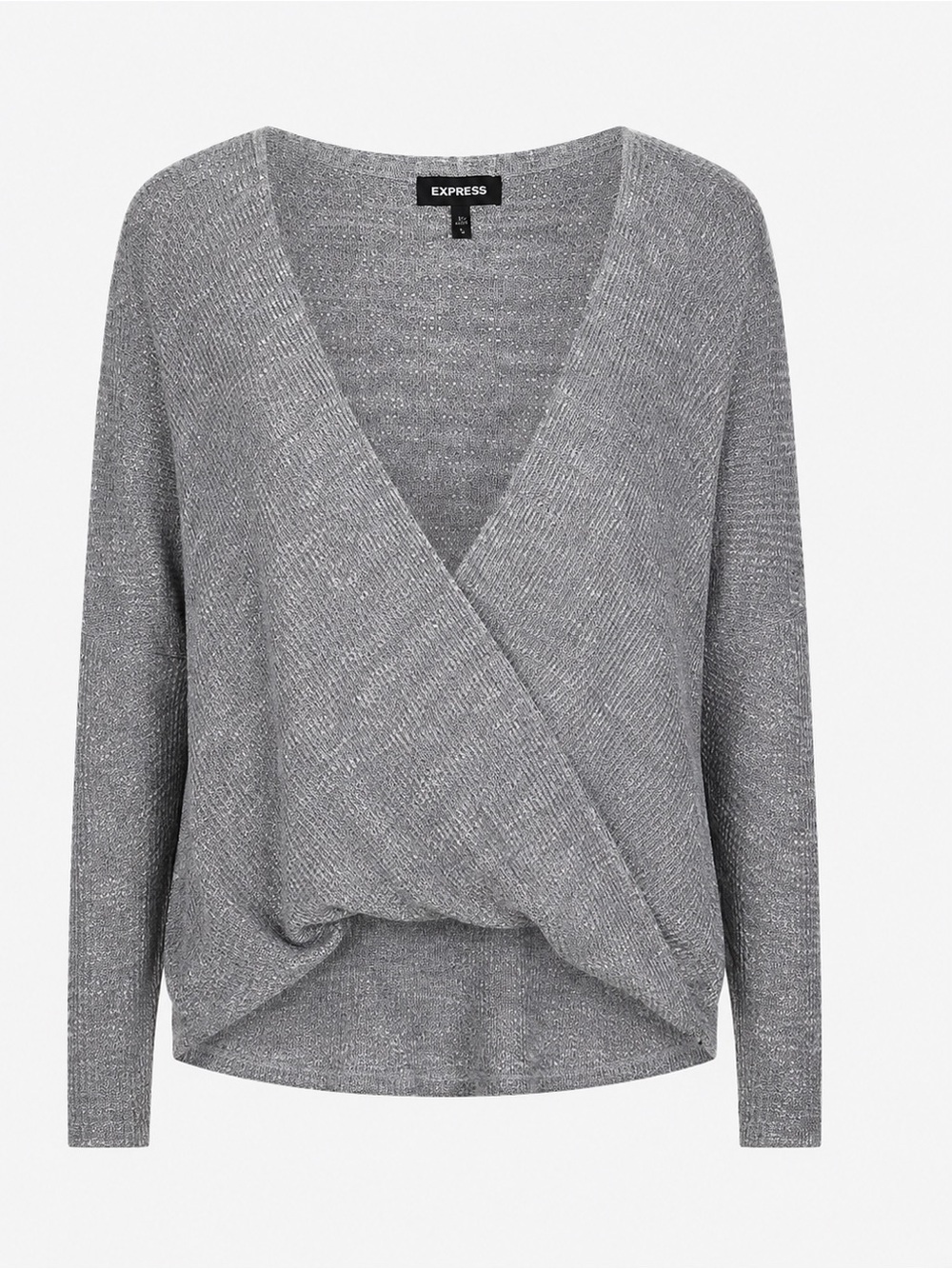 Express Gray Wrap Front Open Knit Sweater Women’s Large Lightweight